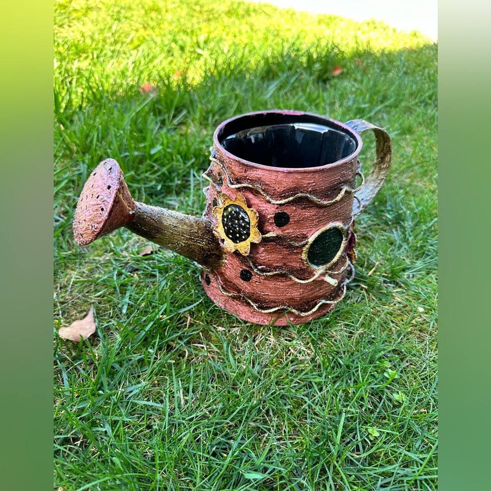 Spring Floral pink Rustic Watering Can Flower Pot Planter Art Piece